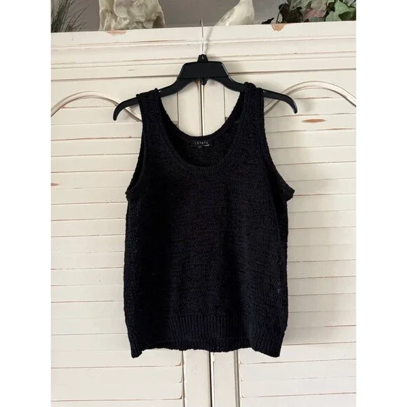 1.STATE Roll-Neck Tank Top Women's Black M NWT Cotton Blend Relaxed Fit - Picture 5 of 6